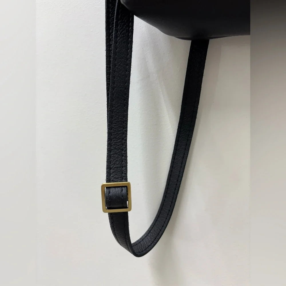 Portland Leather Black Mini Leather Backpack with Gold Hardware